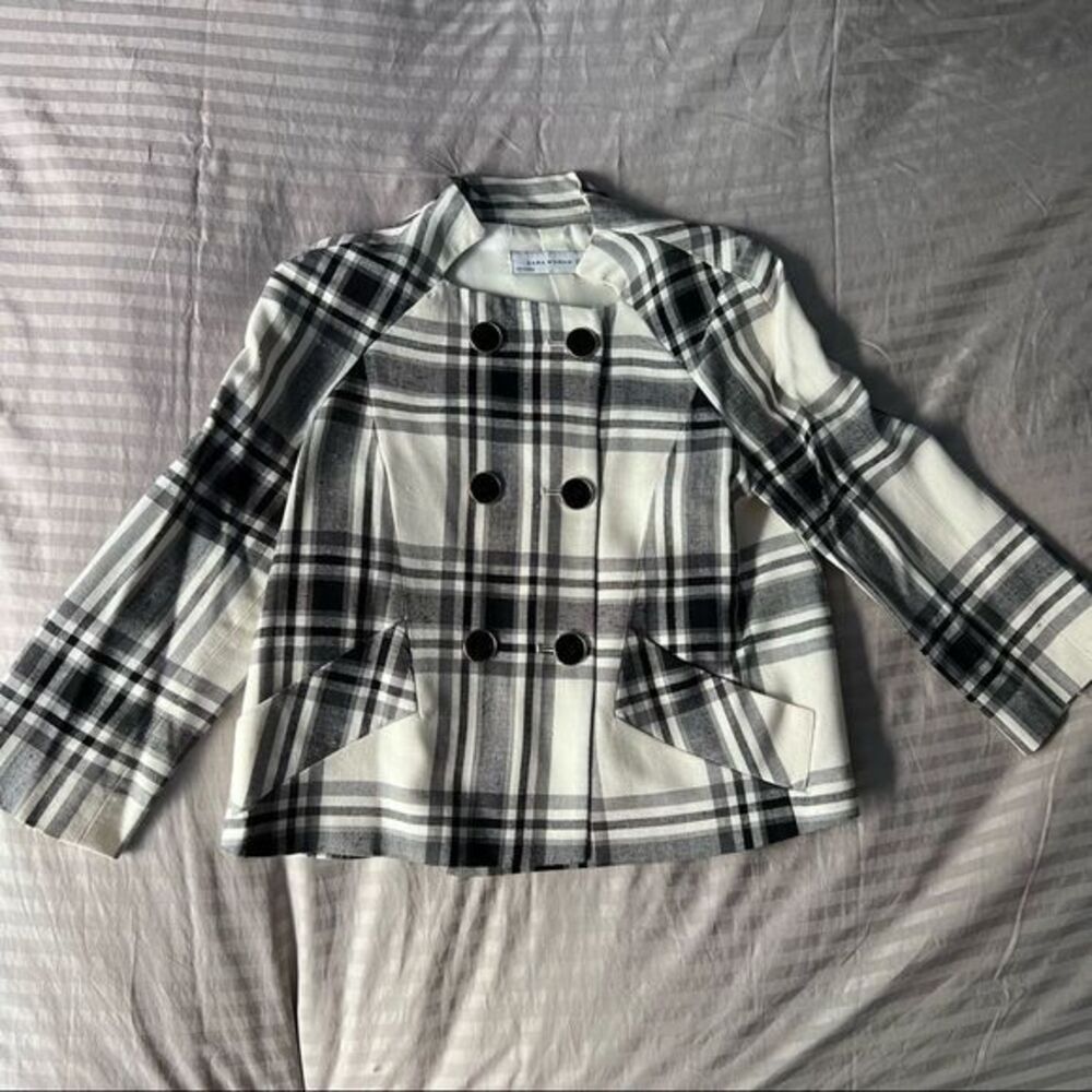 Zara plaid tartan double breasted jacket